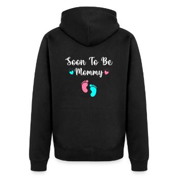 Bald Mama werden - Unisex Premium Bio Zip Hoodie - Schwarz - Hinten - Nico (187cm)