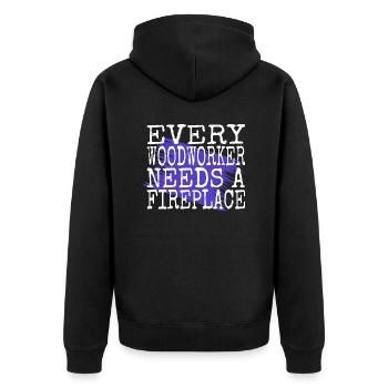 funny woodworking daddesign - Unisex Premium Bio Zip Hoodie - Schwarz - Hinten - Nico (187cm)