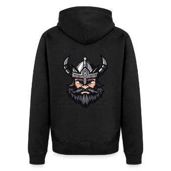 Viking Valhalla - Unisex Premium Organic Zip Hoodie - black - Back - Nico (187cm)
