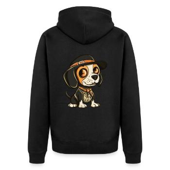 Beagle Hund Halloween Zombie - Unisex Premium Bio Zip Hoodie - Schwarz - Hinten - Nico (187cm)