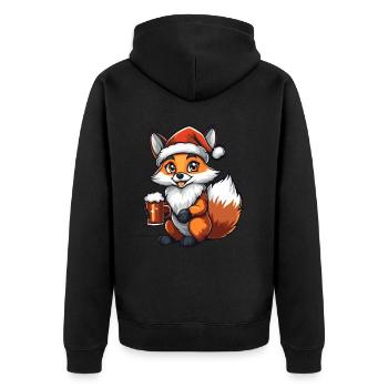 Fuchs Weihnachten Bier Lustig - Unisex Premium Bio Zip Hoodie - Schwarz - Hinten - Nico (187cm)