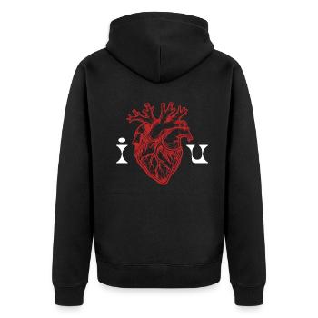 i love u - Unisex Premium Bio Zip Hoodie - Schwarz - Hinten - Nico (187cm)