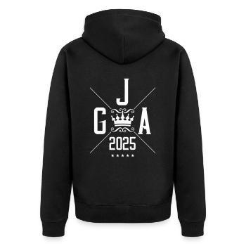 JGA 2025 Junggesellen Abschied Krone - Unisex Premium Bio Zip Hoodie - Schwarz - Hinten - Nico (187cm)