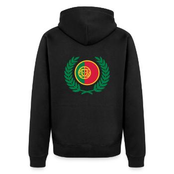 Portugal (drapeau et couronne de laurier) - Veste à capuche bio Premium Unisexe - noir - Dos - Nico (187cm)