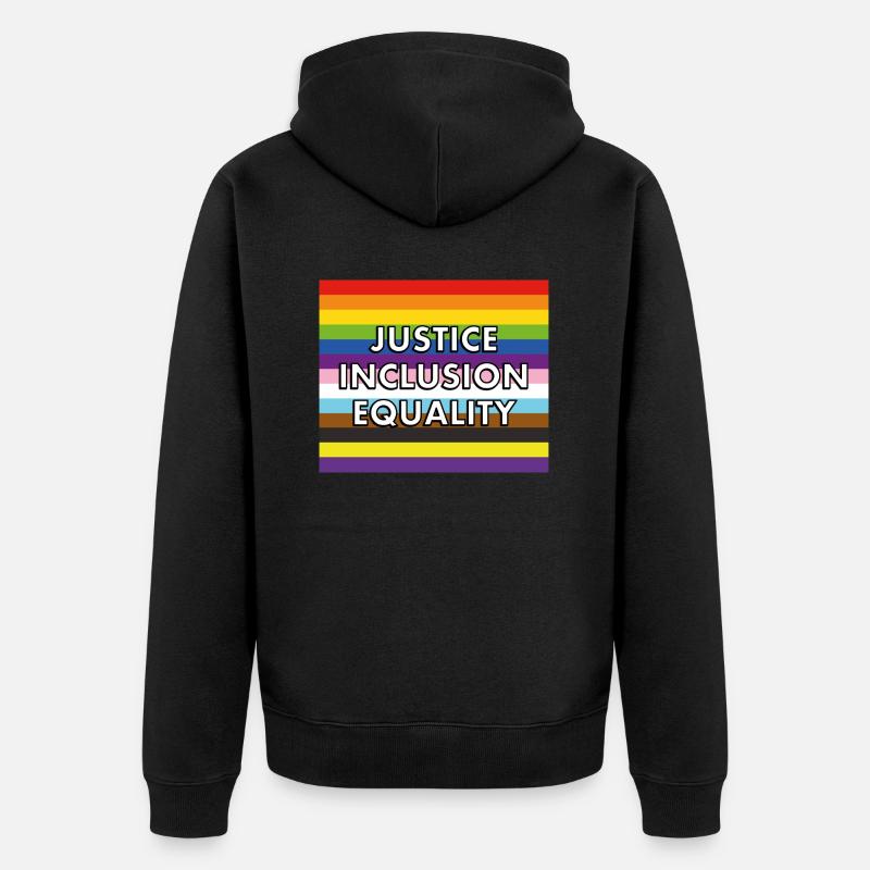 Justice Inclusion Egalité Marche des fiertés - Veste à capuche bio Premium Unisexe - noir