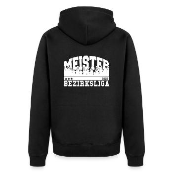 Meister 2022 Bezirksliga Aufstieg Fußball - Unisex Premium Bio Zip Hoodie - Schwarz - Hinten - Nico (187cm)