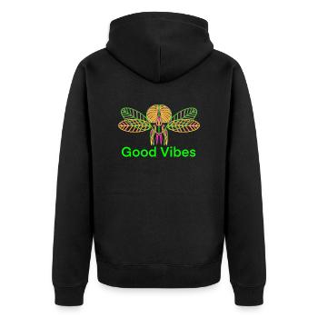 Neon Fly Disco Outfit - Unisex Premium Organic Zip Hoodie - black - Back - Nico (187cm)