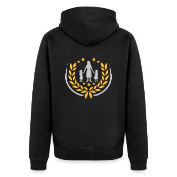 2 daughters mother laurel wreath - Unisex Premium Organic Zip Hoodie - black - Back - Nico (187cm)