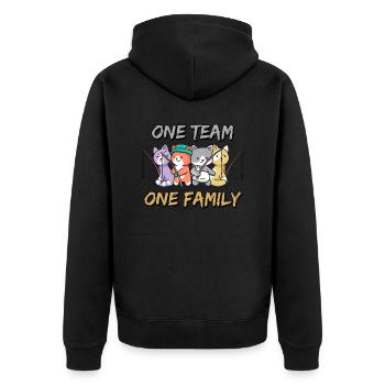 team family cat fishing dog sport funny party - Unisex Premium Organic Zip Hoodie - black - Back - Nico (187cm)