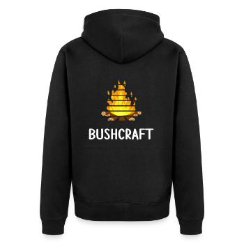 bushcraft fireplace outdoor shelter wildlife - Unisex Premium Organic Zip Hoodie - black - Back - Nico (187cm)