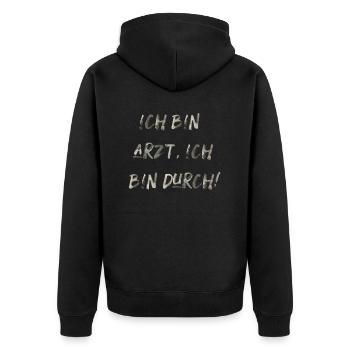bin Arzt bin durch lustiger Spruch Beruf Schrift - Unisex Premium Bio Zip Hoodie - Schwarz - Hinten - Nico (187cm)