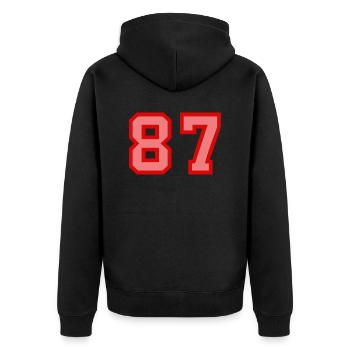 Cool Retro Retrostyle Jersey Number Back Number - Unisex Premium Organic Zip Hoodie - black - Back - Nico (187cm)