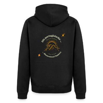 Die portugische Blumenisel Madeira - Geschenk - Unisex Premium Bio Zip Hoodie - Schwarz - Hinten - Nico (187cm)