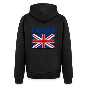 England - Unisex Premium Organic Zip Hoodie - black - Back - Nico (187cm)