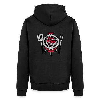 Steak BBQ Grillmeister Kohlegrill - Unisex Premium Bio Zip Hoodie - Schwarz - Hinten - Nico (187cm)