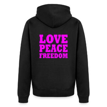 Love peace freedom - Veste à capuche bio Premium Unisexe - noir - Dos - Nico (187cm)