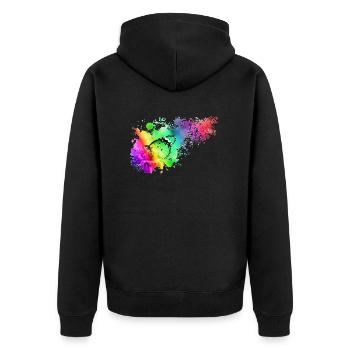 Bunter Schmetterling - Unisex Premium Bio Zip Hoodie - Schwarz - Hinten - Nico (187cm)