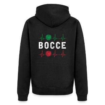 Bocce Ball Player Boules Bocce Heartbeat - Unisex Premium Bio Zip Hoodie - Schwarz - Hinten - Nico (187cm)