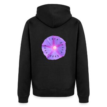 Love, Peace and Happiness - Unisex Premium Bio Zip Hoodie - Schwarz - Hinten - Nico (187cm)