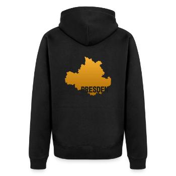 Dresden - Karte - Umriss - Sachsen - Unisex Premium Bio Zip Hoodie - Schwarz - Hinten - Nico (187cm)