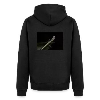 Sinomantis denticulata Nymphe - Glasmantis - Unisex Premium Bio Zip Hoodie - Schwarz - Hinten - Nico (187cm)