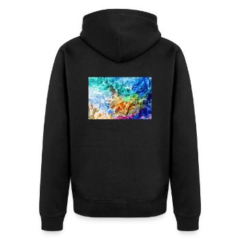 57Sentitoks - Unisex Premium Bio Zip Hoodie - Schwarz - Hinten - Nico (187cm)