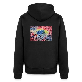 3942 - Unisex Premium Bio Zip Hoodie - Schwarz - Hinten - Nico (187cm)