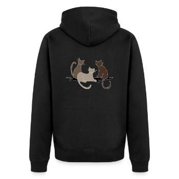 Katzen - Unisex Premium Bio Zip Hoodie - Schwarz - Hinten - Nico (187cm)