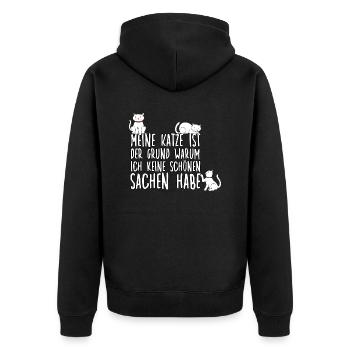 Witziges Katzenliebhaber Katzen Motiv Katzenhalter - Unisex Premium Bio Zip Hoodie - Schwarz - Hinten - Nico (187cm)