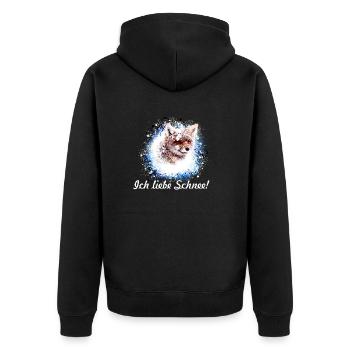 fuchs ,Graffiti, Malerei,fuchs,ich liebe schnee - Unisex Premium Bio Zip Hoodie - Schwarz - Hinten - Nico (187cm)