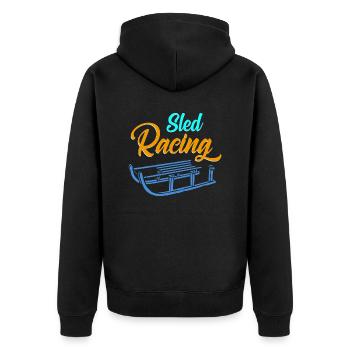 Sled Racing Retro Sledding Designs Present Gift - Unisex Premium Bio Zip Hoodie - Schwarz - Hinten - Nico (187cm)