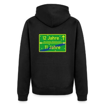 12 Jahre Ortsschild Herzlichen Glückwunsch Grün - Unisex Premium Bio Zip Hoodie - Schwarz - Hinten - Nico (187cm)