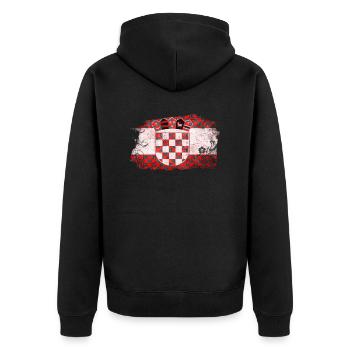 Kroatien Kroatien Hrvatska Kroatien Kroaten vatreni - Unisex Premium Bio Zip Hoodie - Schwarz - Hinten - Nico (187cm)
