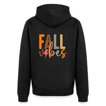 Herbststimmung - Unisex Premium Bio Zip Hoodie - Schwarz - Hinten - Nico (187cm)