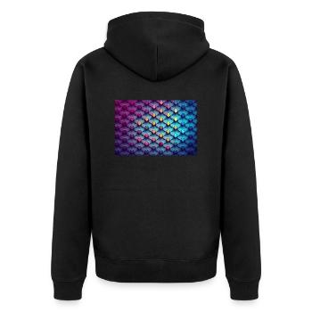 Abstraktes Pattern - Unisex Premium Bio Zip Hoodie - Schwarz - Hinten - Nico (187cm)