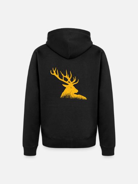 Hirsch - Unisex Premium Bio Zip Hoodie - Schwarz