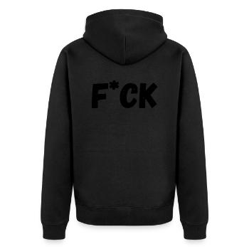 F*ck - Unisex Premium Bio Zip Hoodie - Schwarz - Hinten - Nico (187cm)