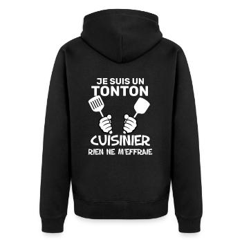 Mon Tonton Est Un Super Cuisinier - Veste à capuche bio Premium Unisexe - noir - Dos - Nico (187cm)