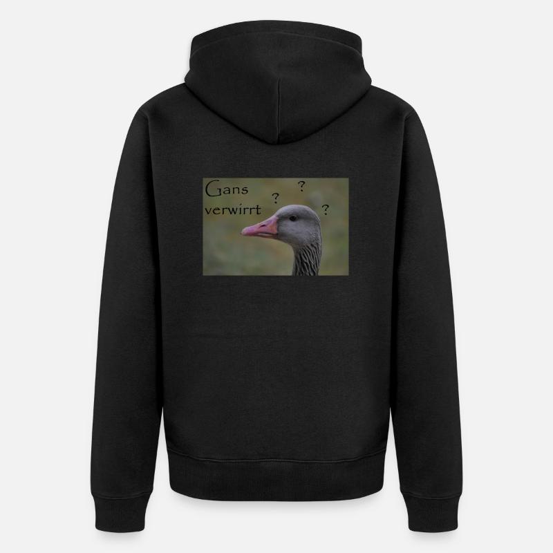 Oie confuse - drôle de dicton - Veste à capuche bio Premium Unisexe - noir