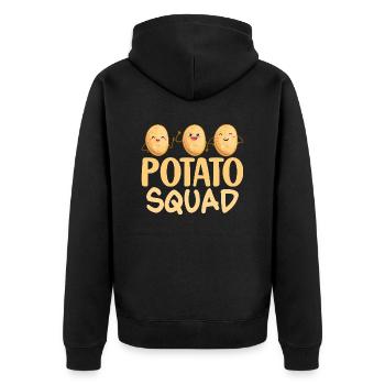 Potato Squad Vegetable Potatoes - Unisex Premium Bio Zip Hoodie - Schwarz - Hinten - Nico (187cm)