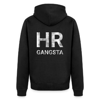 HR Gangsta - Unisex Premium Organic Zip Hoodie - black - Back - Nico (187cm)