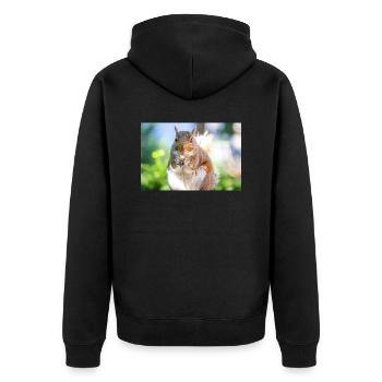 Grauhörnchen essen - Unisex Premium Bio Zip Hoodie - Schwarz - Hinten - Nico (187cm)