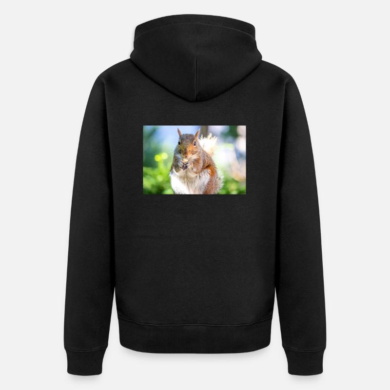 Grauhörnchen essen - Unisex Premium Bio Zip Hoodie - Schwarz
