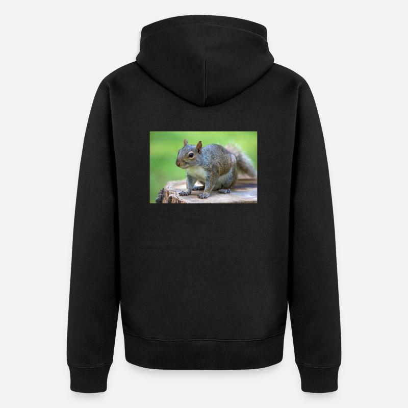 Grauhörnchen Sciurus carolinensis - Unisex Premium Bio Zip Hoodie - Schwarz
