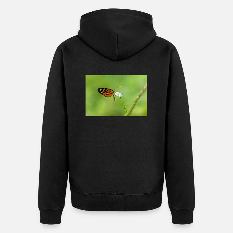 le papillon sur la fleur - Veste à capuche bio Premium Unisexe - noir