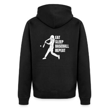 Baseball Geschenk Baseballliebhaber Baseballspiel - Unisex Premium Bio Zip Hoodie - Schwarz - Hinten - Nico (187cm)