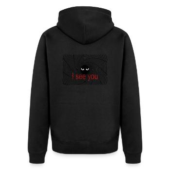 spirale mit Augen - Unisex Premium Bio Zip Hoodie - Schwarz - Hinten - Nico (187cm)