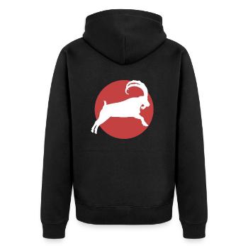 Steinbock - Unisex Premium Bio Zip Hoodie - Schwarz - Hinten - Nico (187cm)