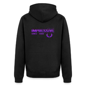 Impressive since 2008 - Unisex Premium Bio Zip Hoodie - Schwarz - Hinten - Nico (187cm)