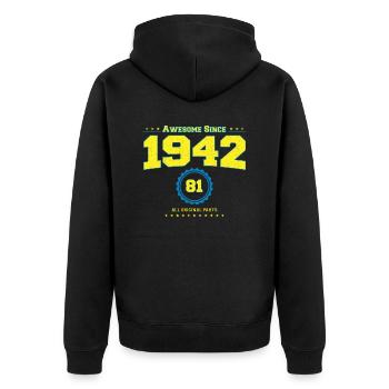 Awesome 1942 Shirt für Männer Frauen 81 Jahre alt 81. - Unisex Premium Bio Zip Hoodie - Schwarz - Hinten - Nico (187cm)